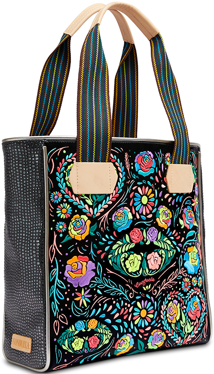 COLORFUL EMBROIDERED TOTE BAG CALLED "RITA CLASSIC TOTE"