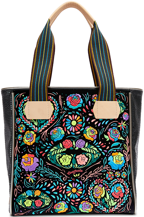 COLORFUL EMBROIDERED TOTE BAG CALLED "RITA CLASSIC TOTE"