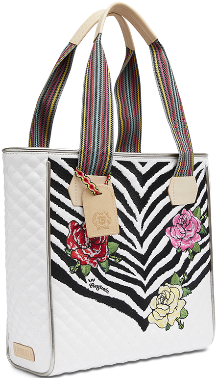 COLORFUL FLORAL ANIMAL PRINTED TOTE BAG CALLED "MICHELLE CLASSIC TOTE"