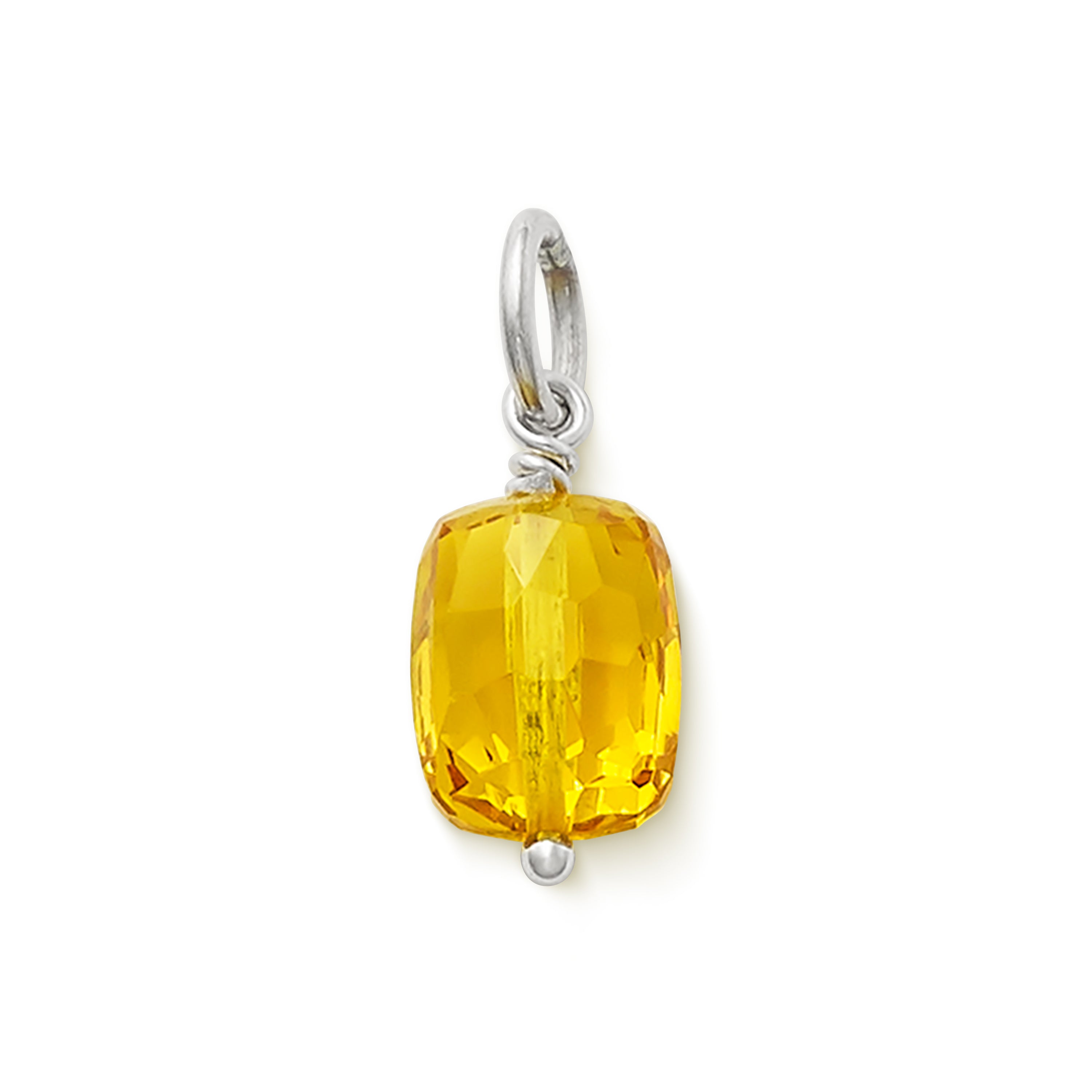 Faceted Lab-Created Golden Sapphire Gemstone Bead Pendant