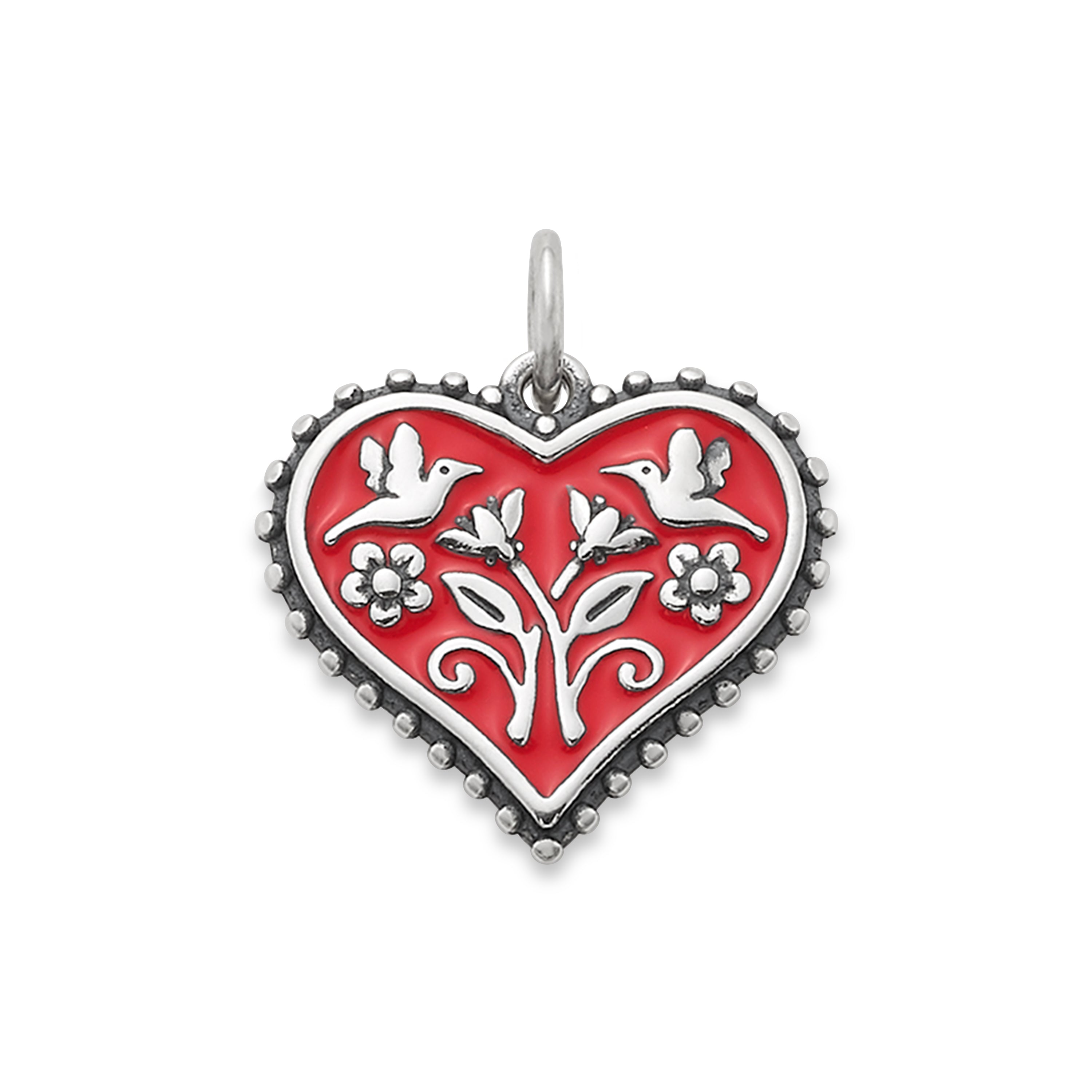 Enamel Red Hearts in Bloom Charm