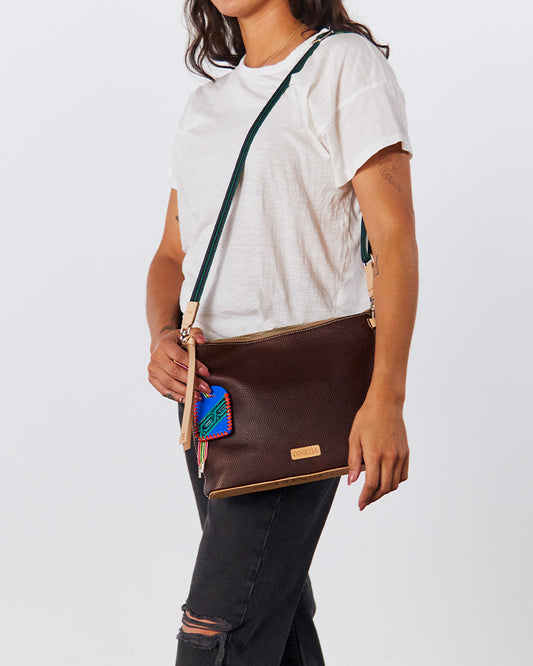 CONSUELA BROWN LEATHER CROSSBODY BAG CALLED "ISABEL DOWNTOWN CROSSBODY"