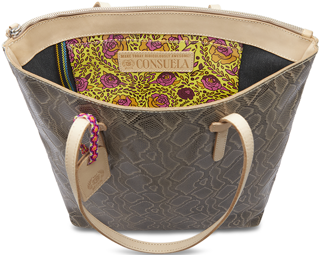 SNAKE SKIN LEATHER MARKET TOTE BAG CALLED "DIZZY"
