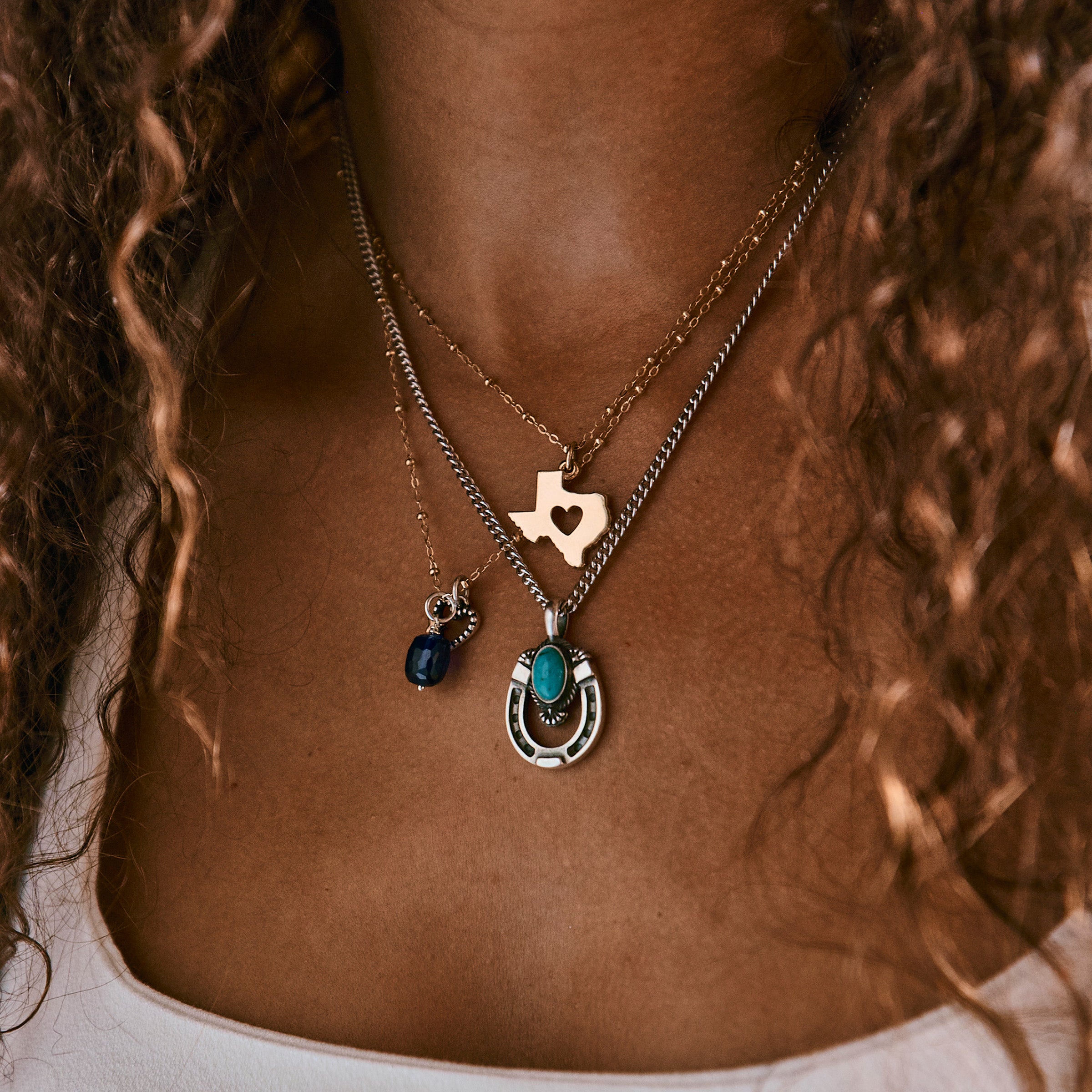 Western Horseshoe Pendant with Turquoise