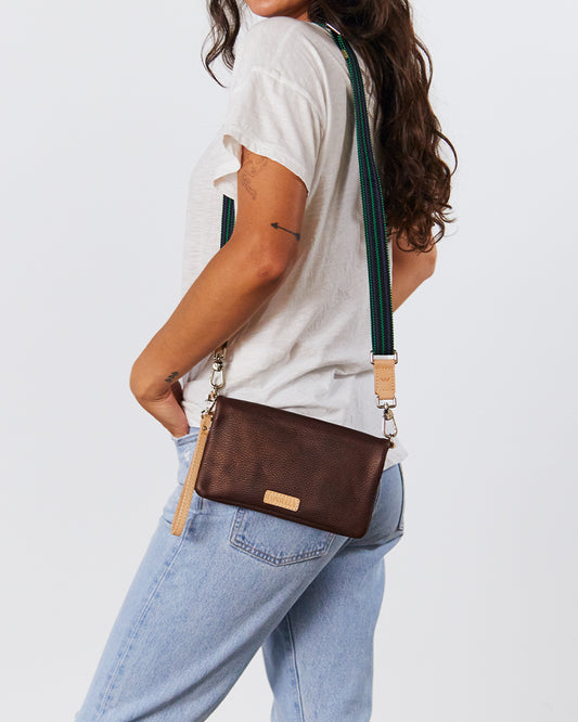 CONSUELA BROWN LEATHER CROSSBODY BAG CALLED "ISABEL UPTOWN CROSSBODY"