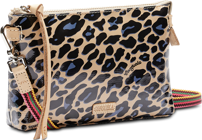 CONSUELA ANIMAL PRINT CROSSBODY BAG CALLED "BLUE JAG MIDTOWN CROSSBODY"