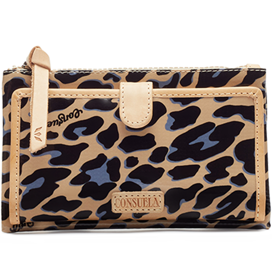 COLORFUL ANIMAL PRINT WALLET CALLED "BLUE JAG SLIM WALLET"