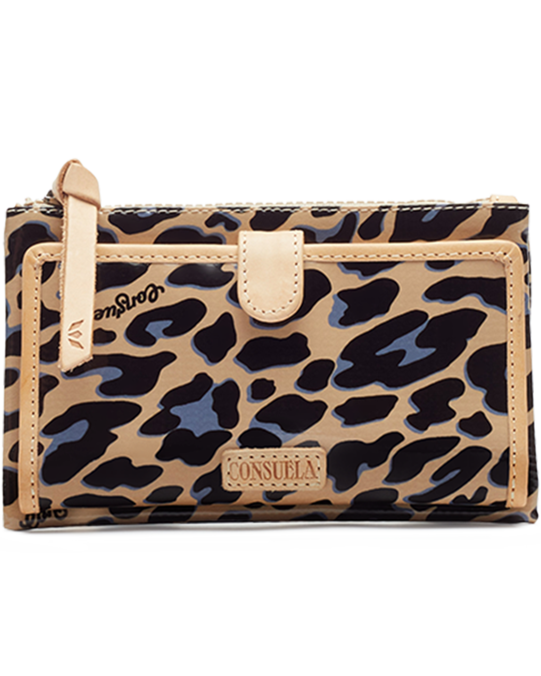 COLORFUL ANIMAL PRINT WALLET CALLED "BLUE JAG SLIM WALLET"