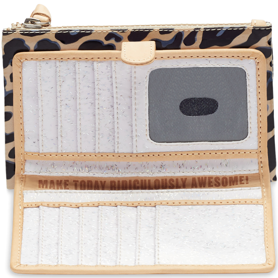 COLORFUL ANIMAL PRINT WALLET CALLED "BLUE JAG SLIM WALLET"
