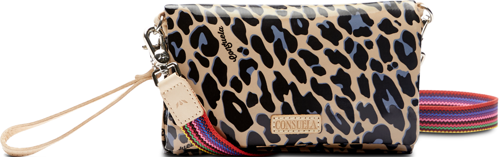 CONSUELA ANIMAL PRINT CROSSBODY BAG CALLED "BLUE JAG UPTOWN CROSSBODY"