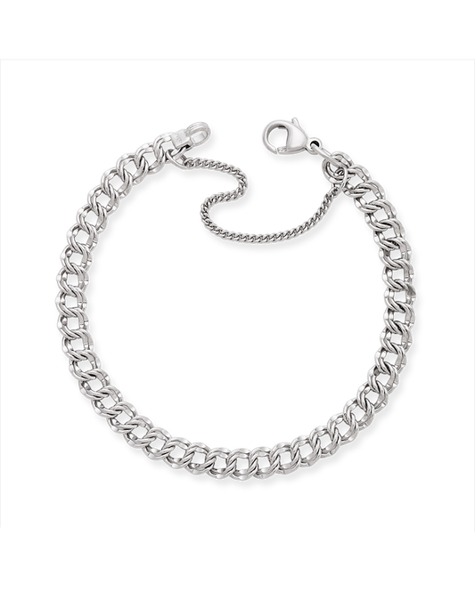 Light Double Curb Charm Bracelet