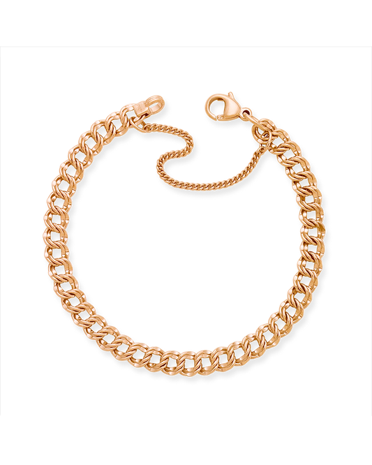 Light Double Curb Charm Bracelet