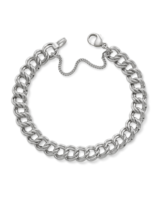 Heavy Double Curb Charm Bracelet