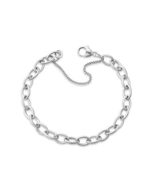 Textured Oval Charm Bracelet