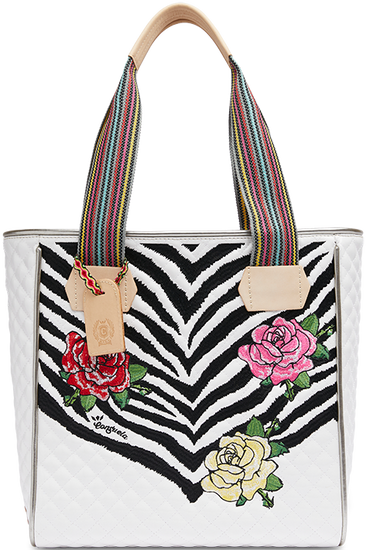 COLORFUL FLORAL ANIMAL PRINTED TOTE BAG CALLED "MICHELLE CLASSIC TOTE"