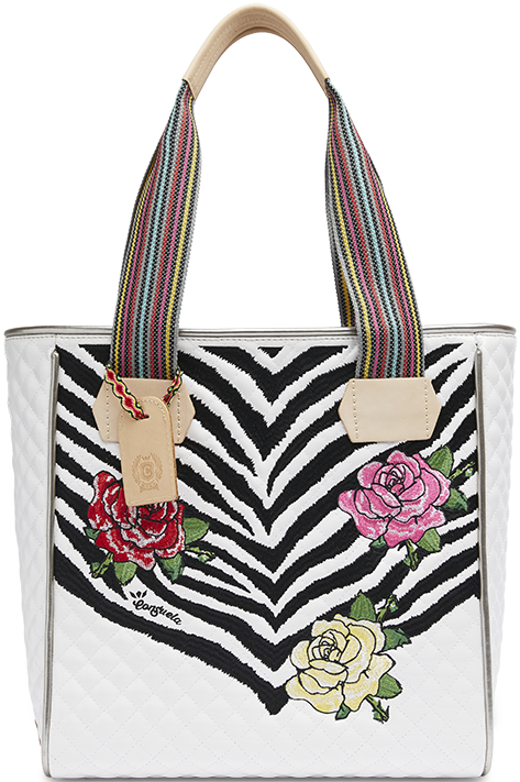 COLORFUL FLORAL ANIMAL PRINTED TOTE BAG CALLED "MICHELLE CLASSIC TOTE"