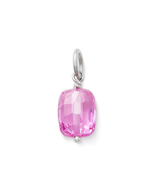 Faceted Lab-Created Pink Sapphire Gemstone Bead Pendant