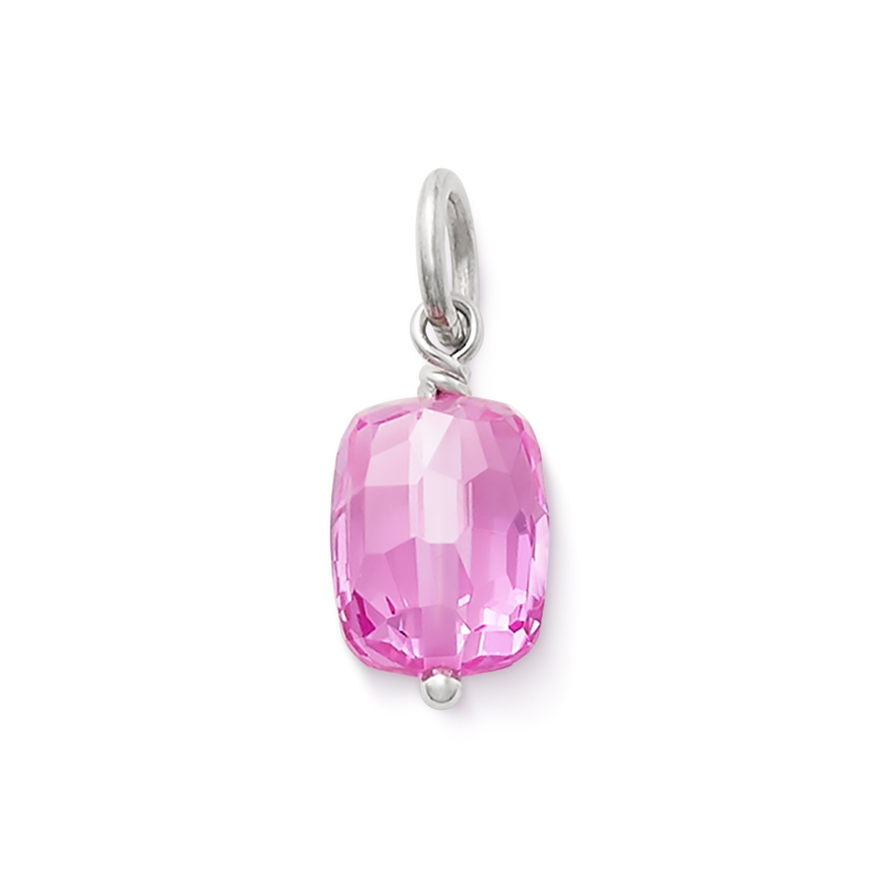 Faceted Lab-Created Pink Sapphire Gemstone Bead Pendant