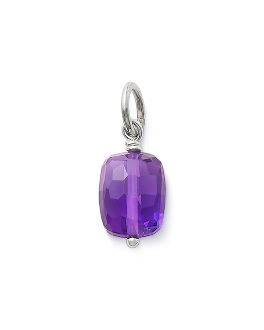 Faceted Lab-Created Amethyst Gemstone Bead Pendant