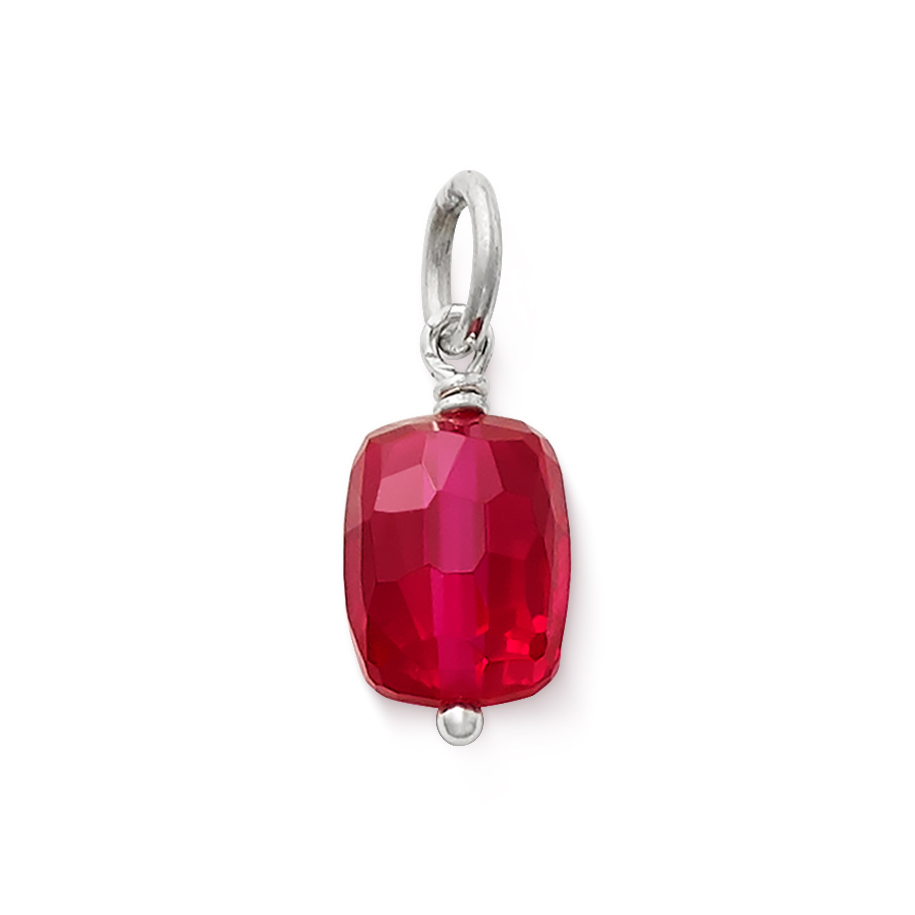 Faceted Lab-Created Ruby Gemstone Bead Pendant