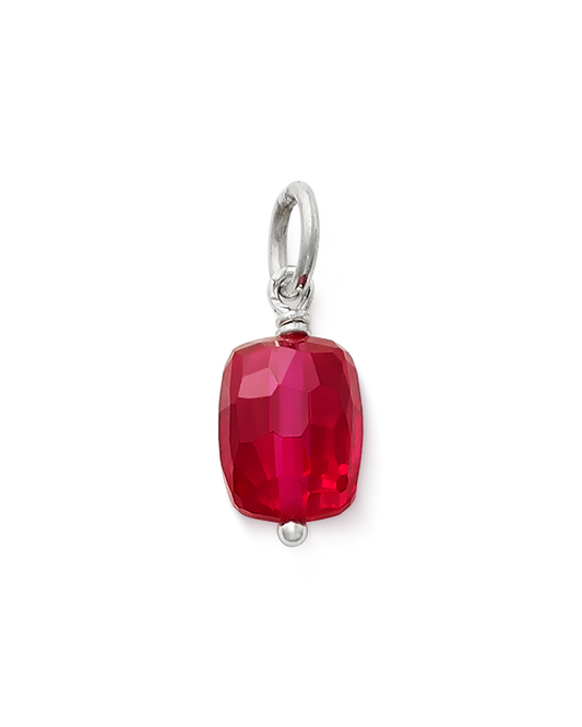 Faceted Lab-Created Ruby Gemstone Bead Pendant