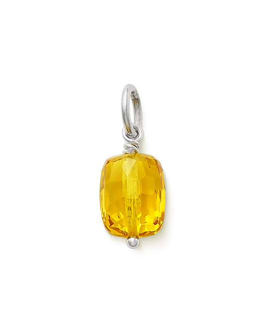 Faceted Lab-Created Golden Sapphire Gemstone Bead Pendant