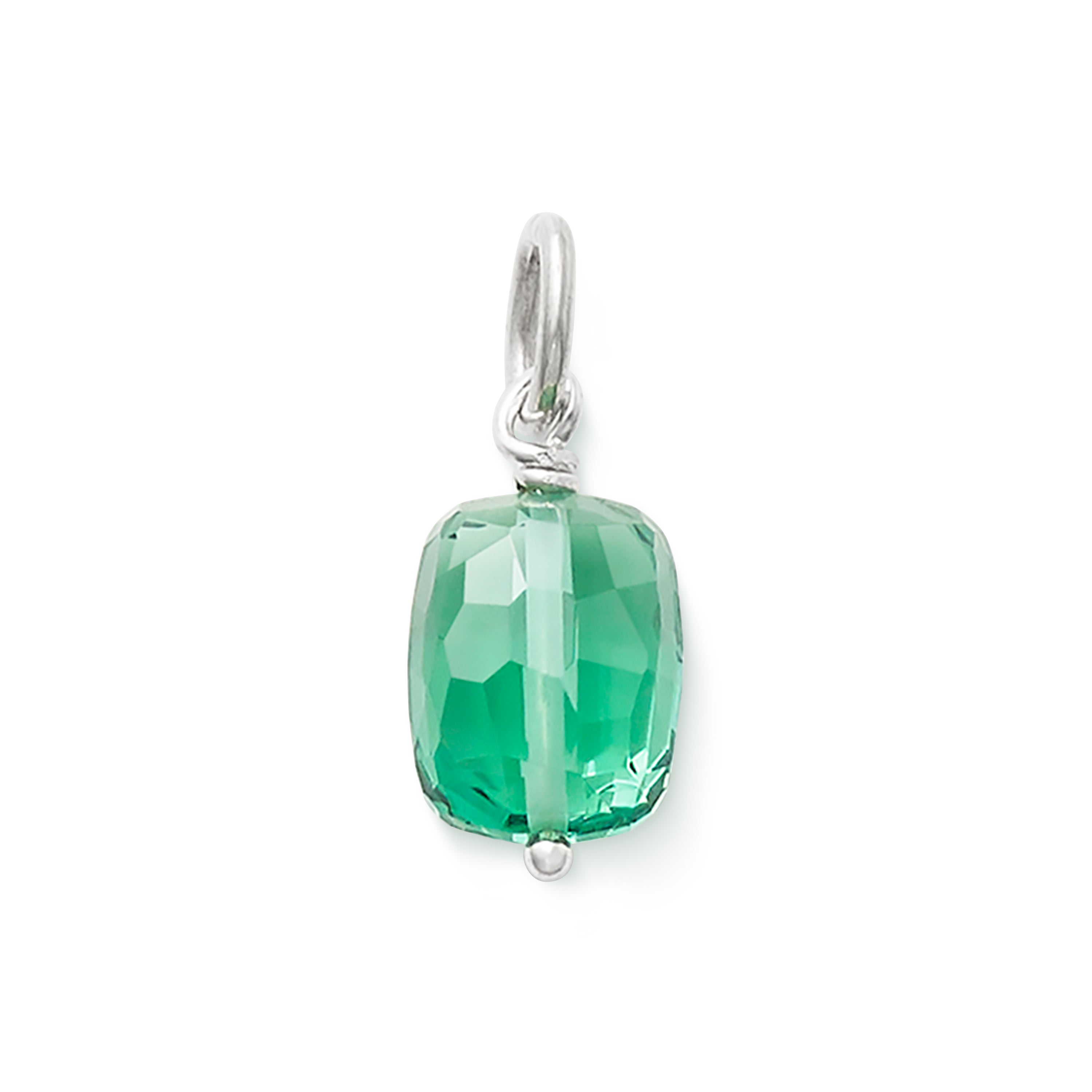 Faceted Lab-Created Green Amethyst Gemstone Bead Pendant