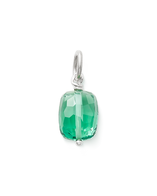 Faceted Lab-Created Green Amethyst Gemstone Bead Pendant