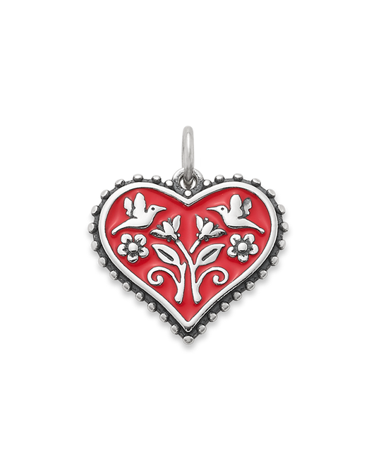 Enamel Red Hearts in Bloom Charm