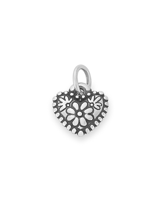Petite Floral Heart Charm