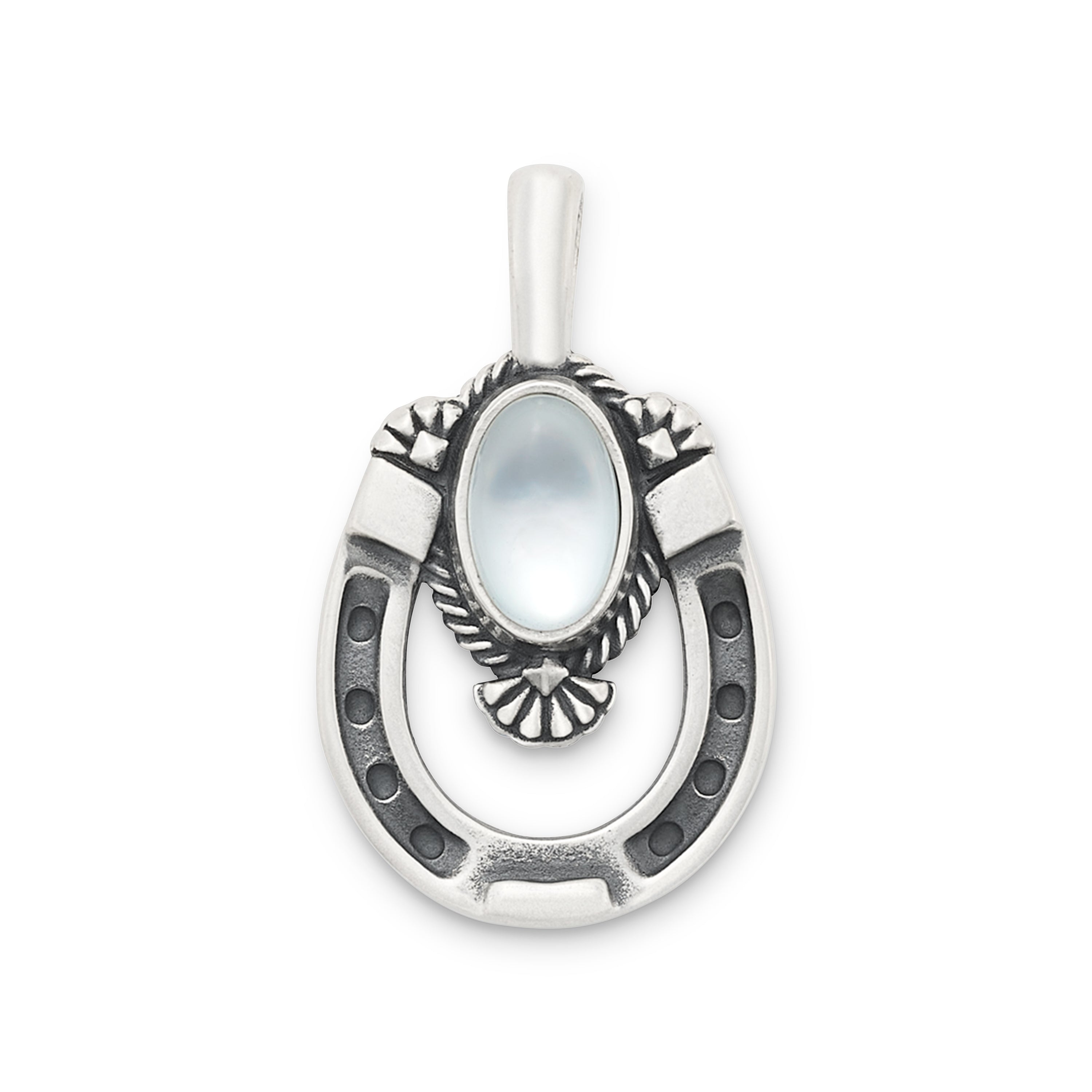 Western Horseshoe Layered Pendant with Mother of Pearl