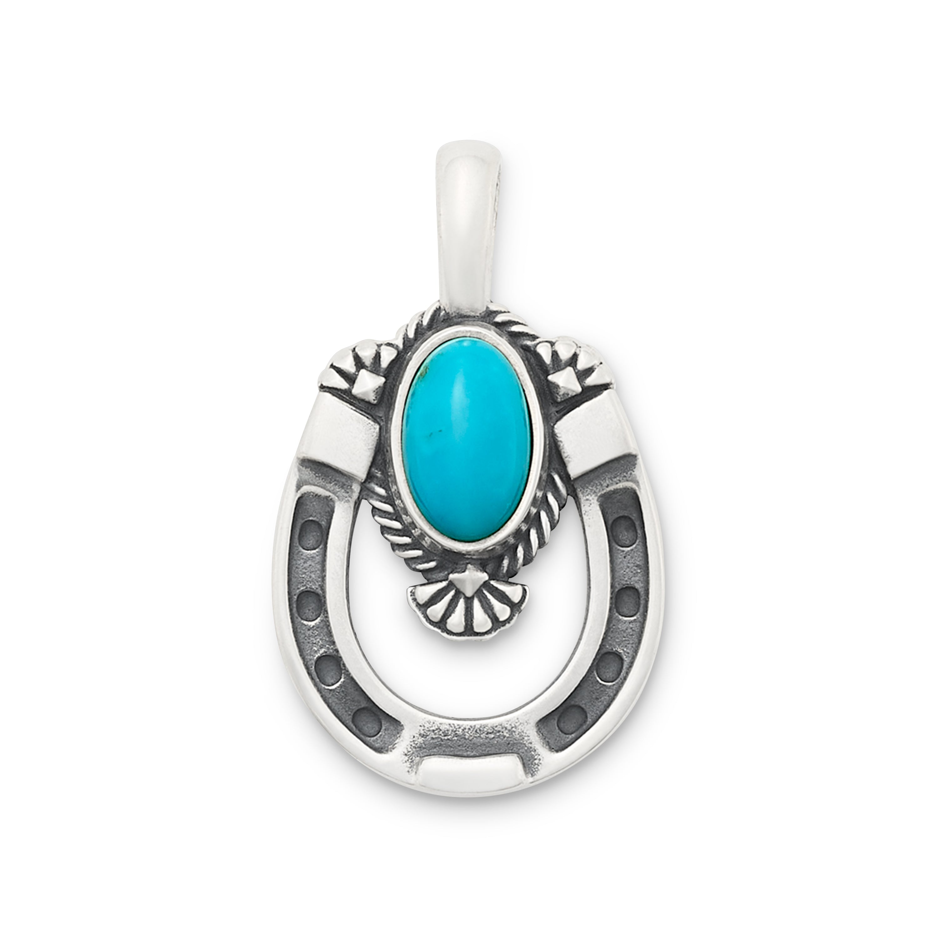 Western Horseshoe Pendant with Turquoise