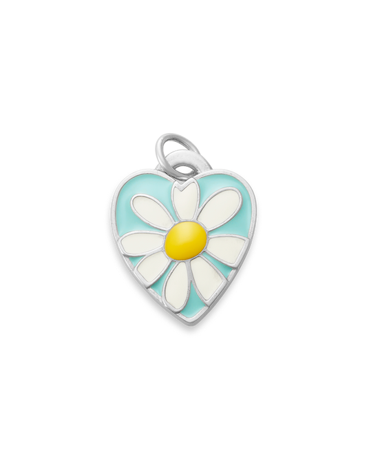 Enamel Daisy Heart Charm