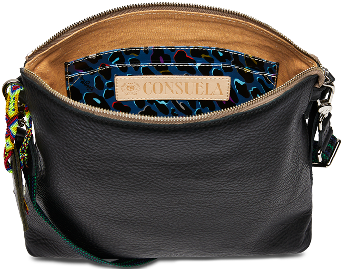 CONSUELA BLACK LEATHER CROSSBODY BAG CALLED "EVIE DOWNTOWN CROSSBODY"