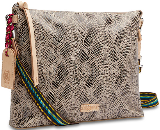 SNAKE SKIN LEATHER DOWNTOWN CROSSBODY BAG CALLED "DIZZY"