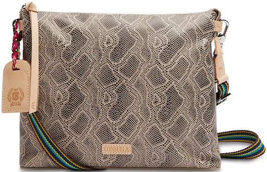 SNAKE SKIN LEATHER DOWNTOWN CROSSBODY BAG CALLED "DIZZY"
