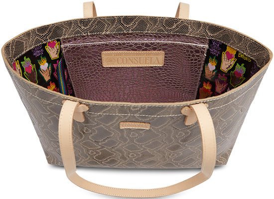 SNAKE SKIN LEATHER EASY TOTE BAG CALLED "DIZZY"