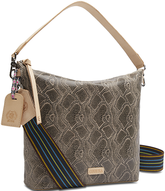 SNAKE SKIN LEATHER CROSSBODY HOBO BAG CALLED "DIZZY"