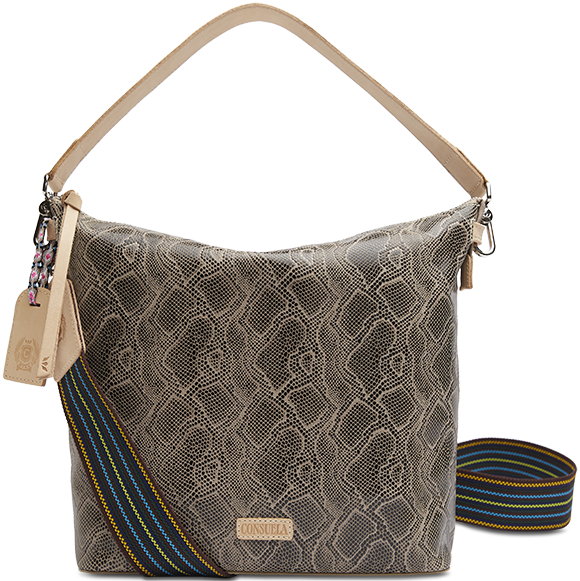 SNAKE SKIN LEATHER CROSSBODY HOBO BAG CALLED "DIZZY"