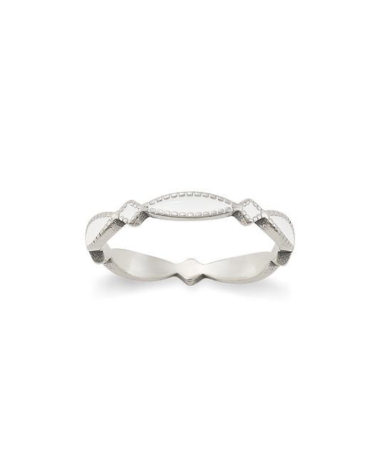 Enamel White Cordoba Stacker Ring