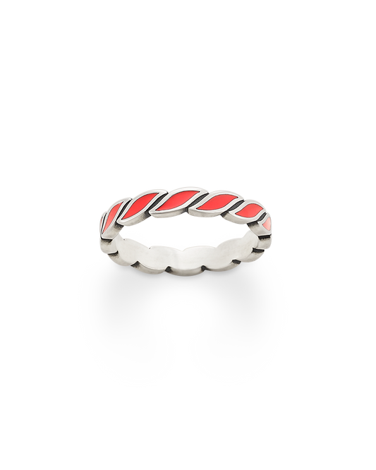 Enamel Coral Twist Stacker Ring
