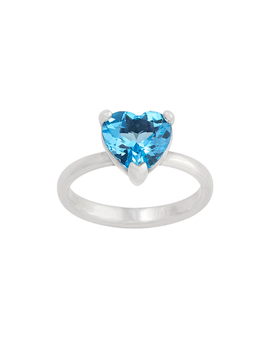 Heart Gemstone Ring with Blue Topaz