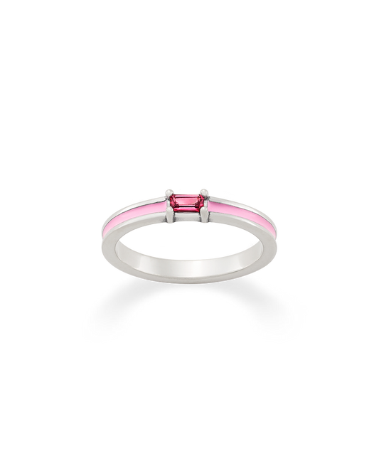 Enamel Pink Gemstone Stacker Ring