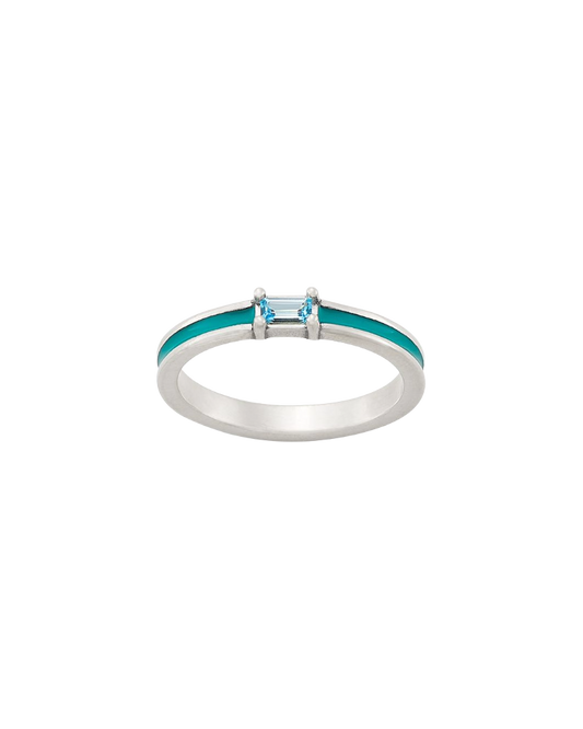 Enamel Blue Gemstone Stacker Ring