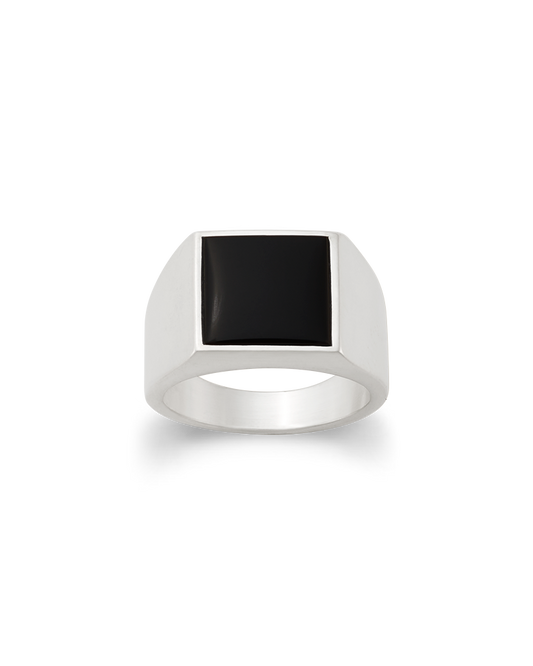 Classic Gemstone Signet Ring with Black Onyx
