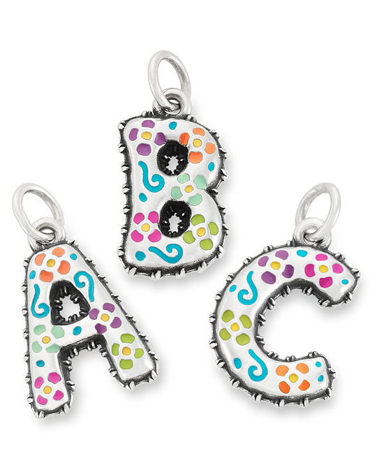 Enamel Consuela Floral Initial Charm
