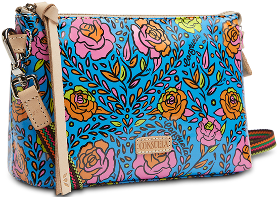 CONSUELA COLORFUL FLORAL PRINT CROSSBODY BAG "MANDY MIDTOWN CROSSBODY"