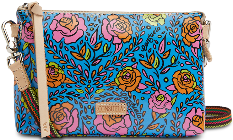 CONSUELA COLORFUL FLORAL PRINT CROSSBODY BAG "MANDY MIDTOWN CROSSBODY"