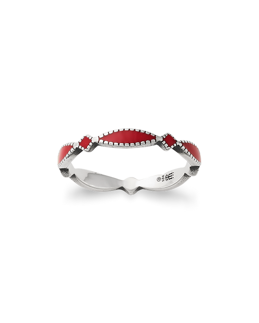 Enamel Red Cordoba Stacker Ring