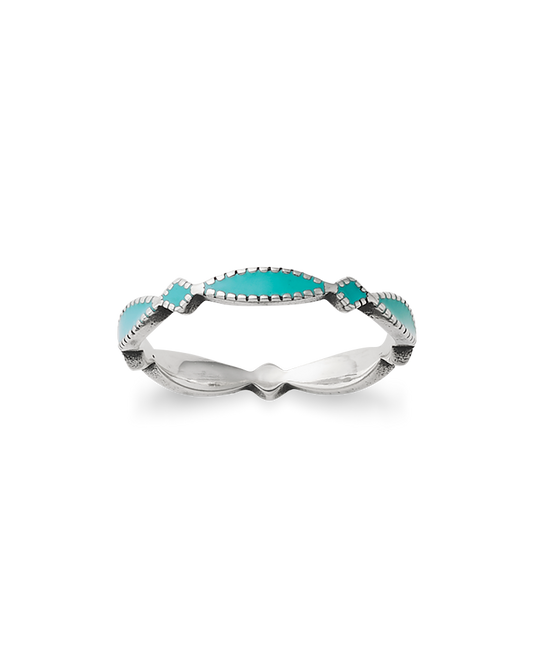 Enamel Teal Cordoba Stacker Ring